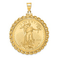 14k Wide Twist Wire Mntd 1oz AM Eagle Screw Top Coin Bezel Pendant