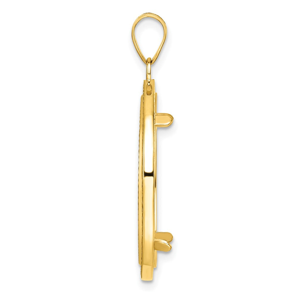 14k Beaded & Diamond-cut 22.0mm Prong Coin Bezel Pendant