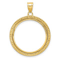 14k Beaded & Diamond-cut 22.0mm Prong Coin Bezel Pendant