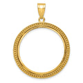 14k Beaded & Diamond-cut 27.0mm Prong Coin Bezel Pendant