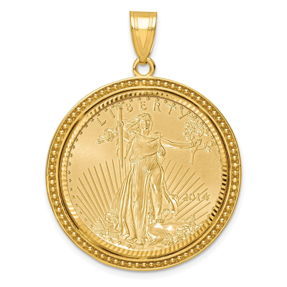 14ky 1/2oz Mounted AM Eagle Coin Beaded Edge D/C Bezel Pendant