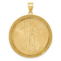 14ky 1oz Mounted AM Eagle Coin Beaded Edge D/C Bezel Pendant