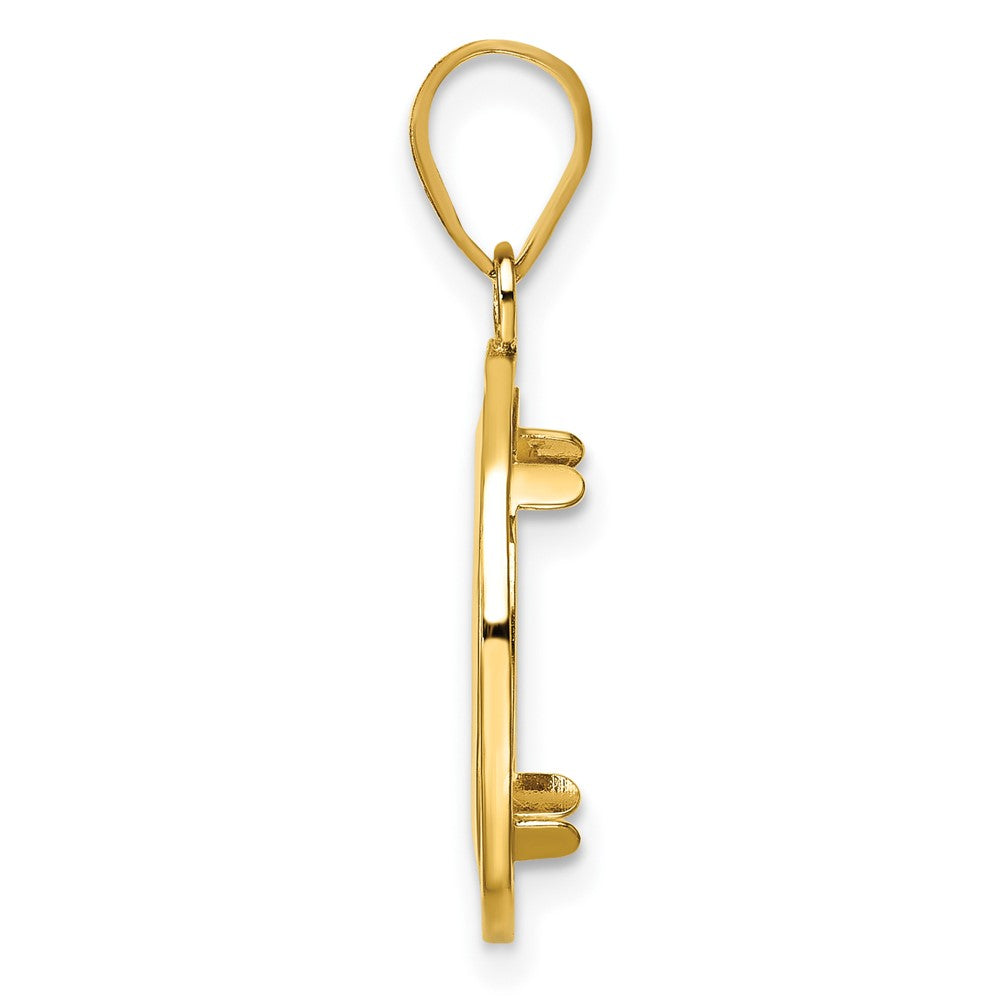 14k Polished & Beaded 14.0mm Prong Coin Bezel Pendant