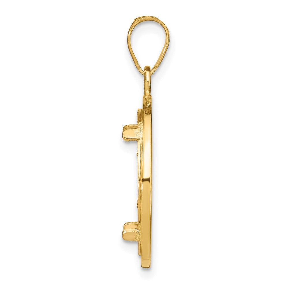 14k Polished & Beaded 16.5mm Prong Coin Bezel Pendant