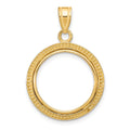 14k Polished & Beaded 16.5mm Prong Coin Bezel Pendant