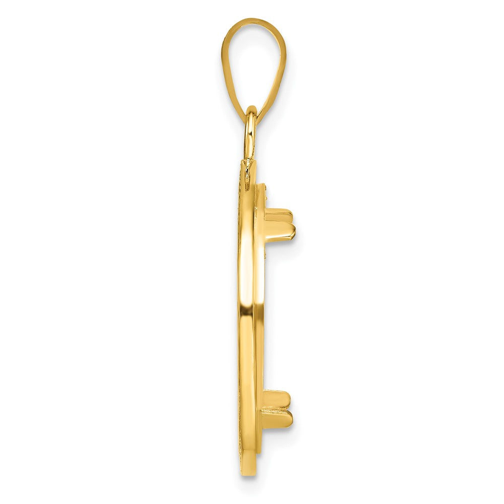 14k Polished & Beaded 18.0mm Prong Coin Bezel Pendant
