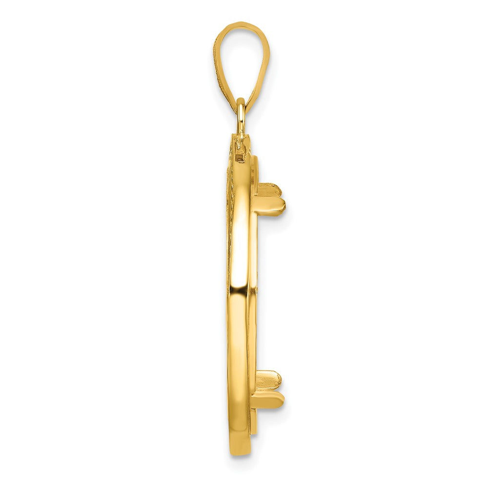 14k Polished & Beaded 22.0mm Prong Coin Bezel Pendant
