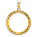 14k Polished & Beaded 22.0mm Prong Coin Bezel Pendant