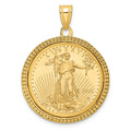 14k Polished & Beaded Mounted 1/4oz AM Eagle Prong Coin Bezel Pendant