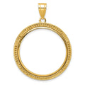 14k Polished & Beaded 27.0mm Prong Coin Bezel Pendant