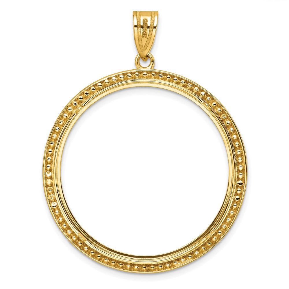 14k Polished & Beaded 32.0mm Prong Coin Bezel Pendant