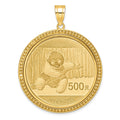 14k Polished & Beaded Mounted 1oz Panda Prong Coin Bezel Pendant