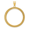 14k Polished & Beaded 32.7mm Prong Coin Bezel Pendant