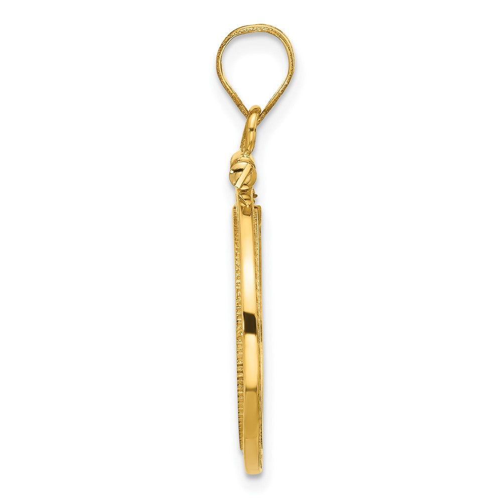 14k Beaded 16.5mm x 1.35mm Screw Top Coin Bezel Pendant