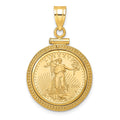 14k Beaded Mounted 1/10oz AM Eagle Screw Top Coin Bezel Pendant