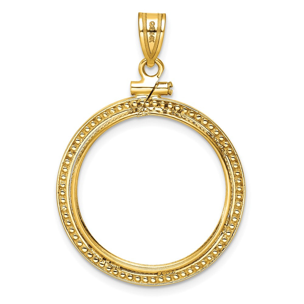 14k Beaded 22.0mm x 1.9mm Screw Top Coin Bezel Pendant