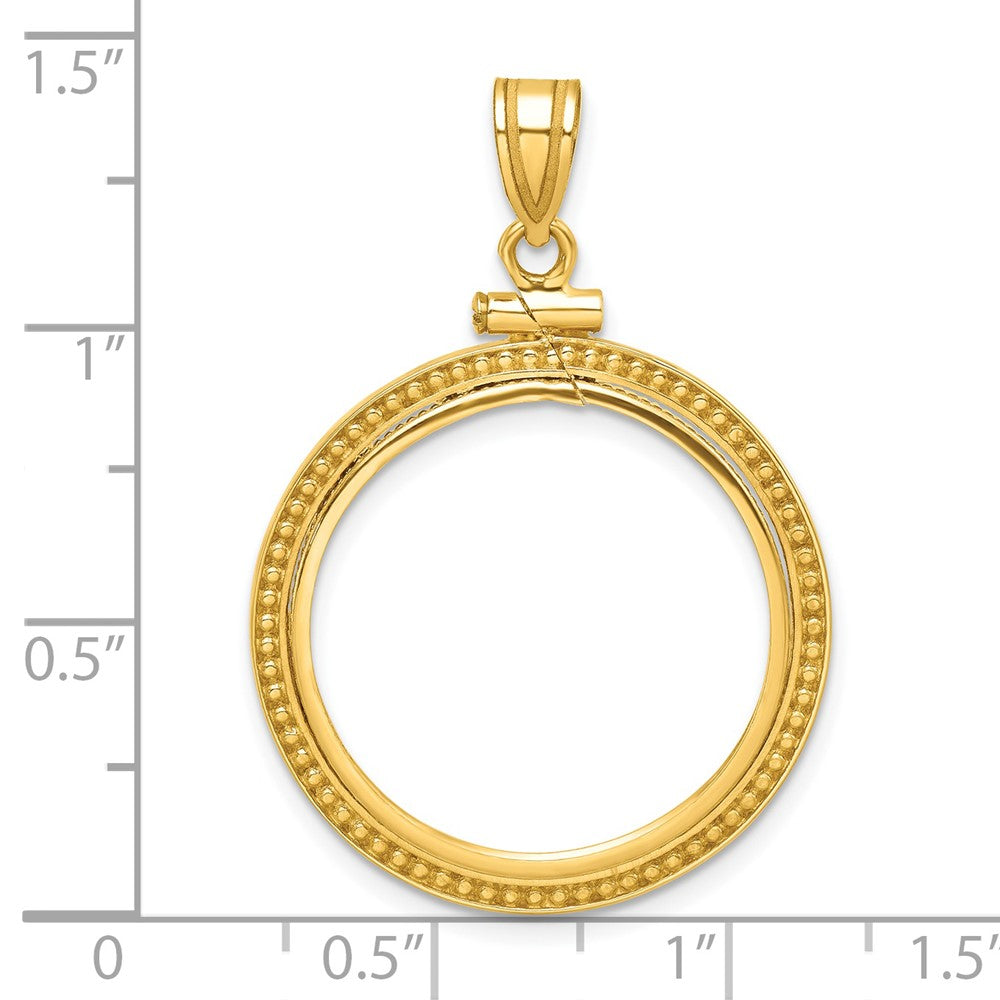 14k Beaded 22.0mm x 1.9mm Screw Top Coin Bezel Pendant