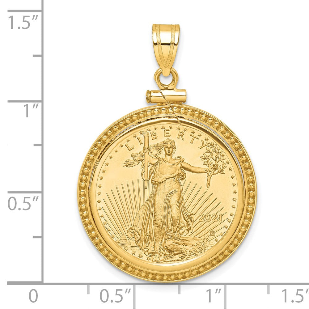 14k Beaded Mounted 1/4oz AM Eagle Screw Top Coin Bezel Pendant