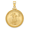 14k Beaded Mounted 1/4oz AM Eagle Screw Top Coin Bezel Pendant