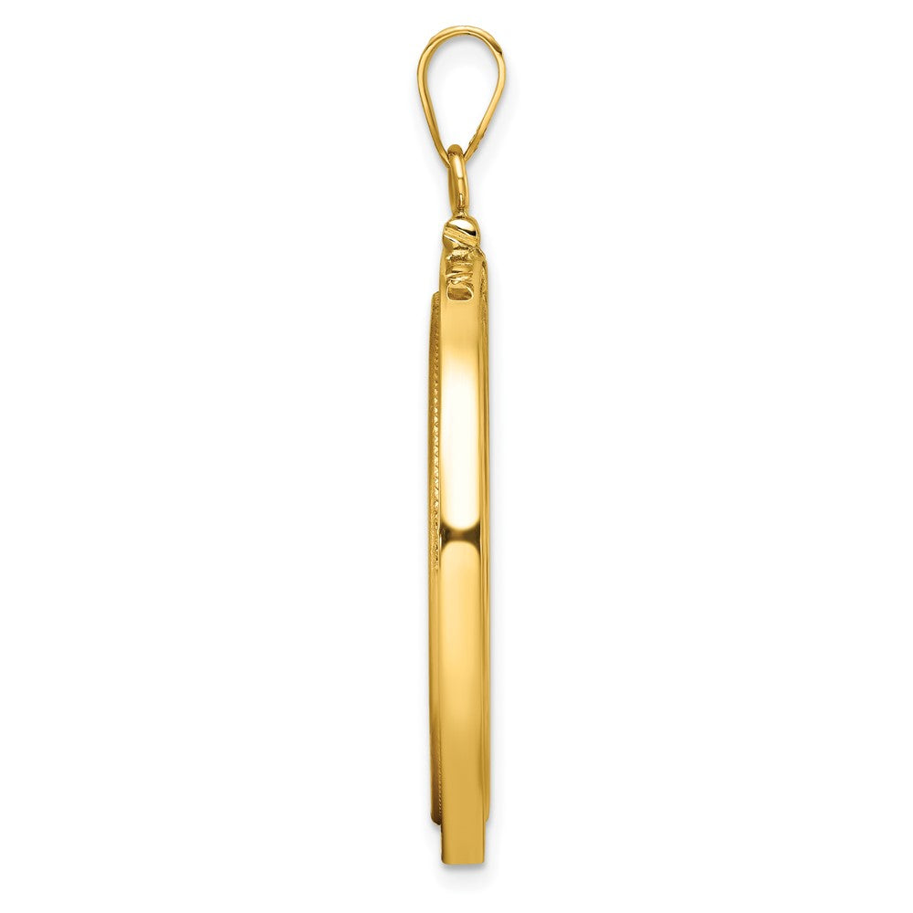 14k Beaded 27.0mm x 2.35mm Screw Top Coin Bezel Pendant