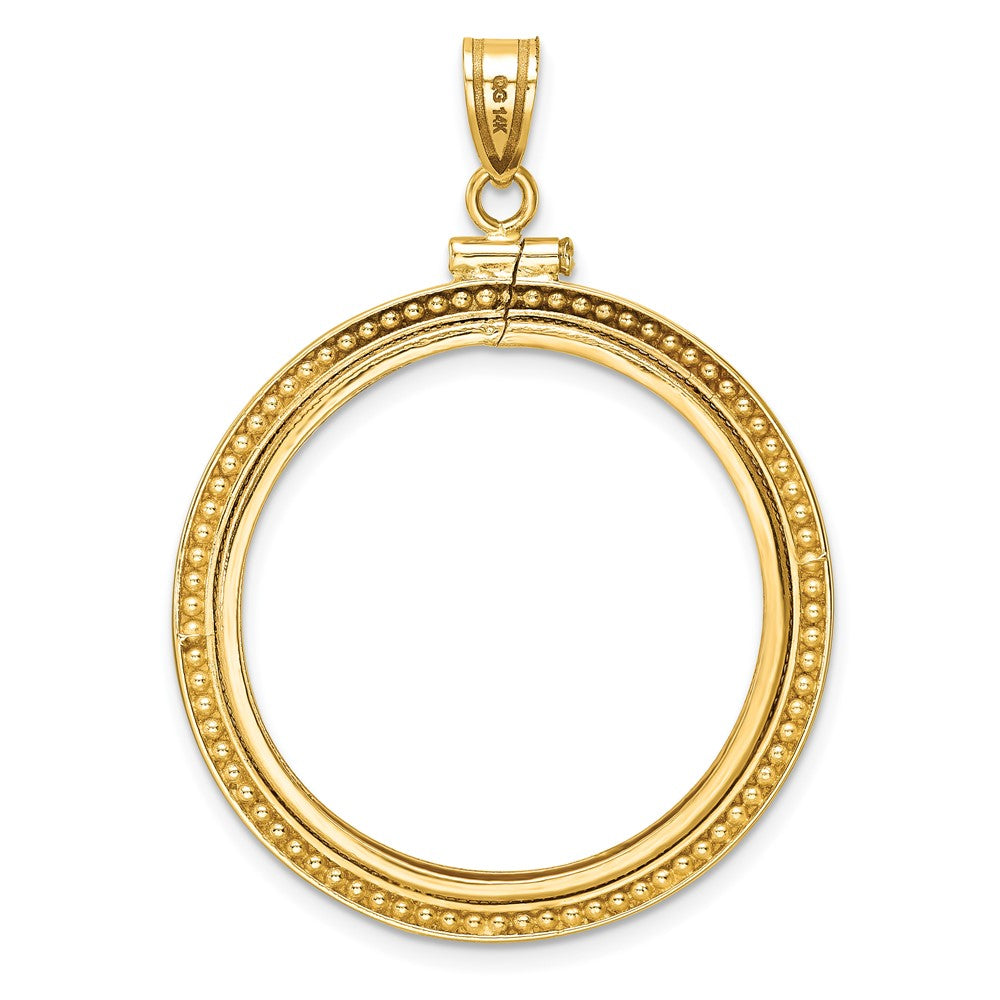 14k Beaded 27.0mm x 2.35mm Screw Top Coin Bezel Pendant