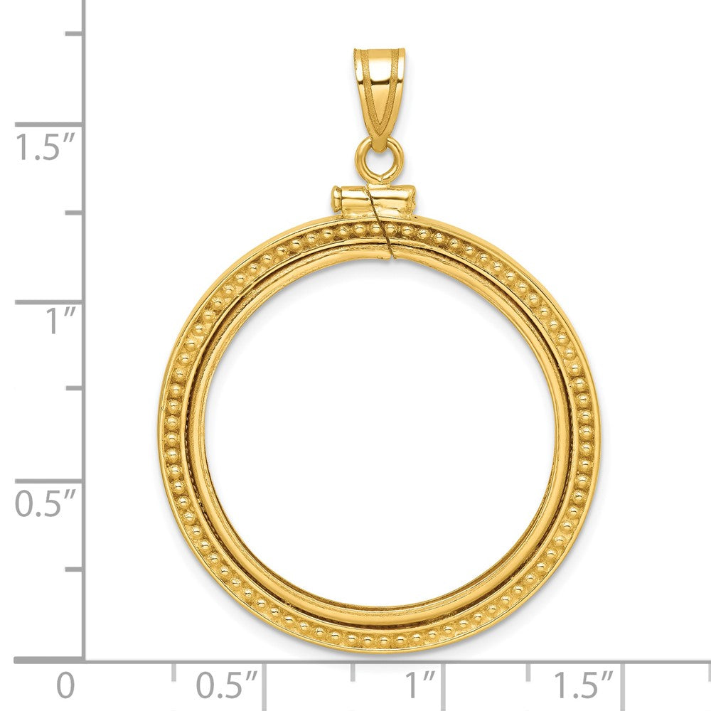 14k Beaded 27.0mm x 2.35mm Screw Top Coin Bezel Pendant