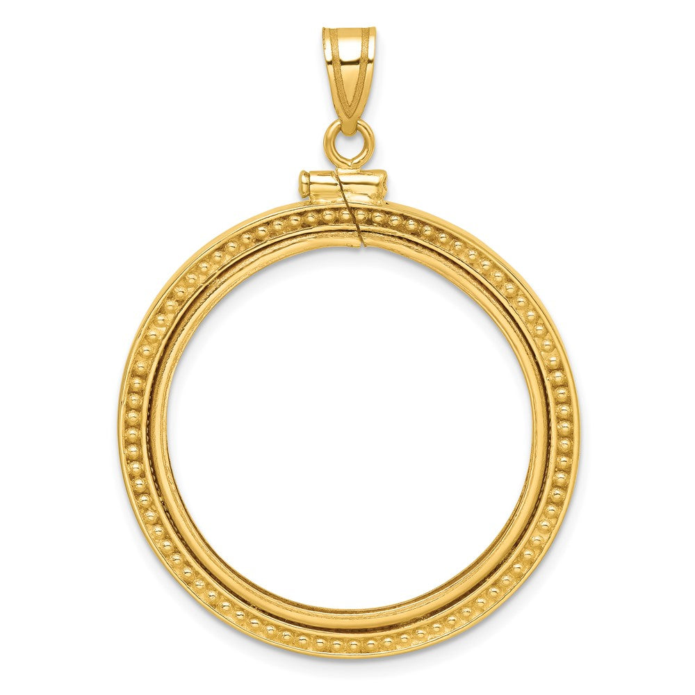 14k Beaded 27.0mm x 2.35mm Screw Top Coin Bezel Pendant