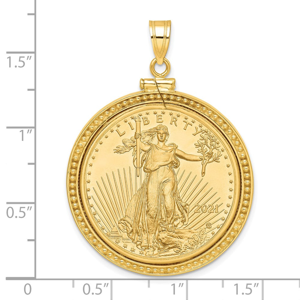 14k Beaded Mounted 1/2oz AM Eagle Screw Top Coin Bezel Pendant