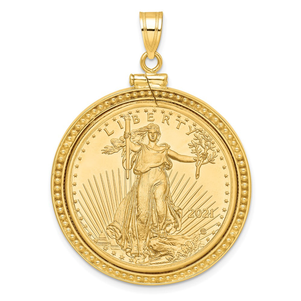 14k Beaded Mounted 1/2oz AM Eagle Screw Top Coin Bezel Pendant