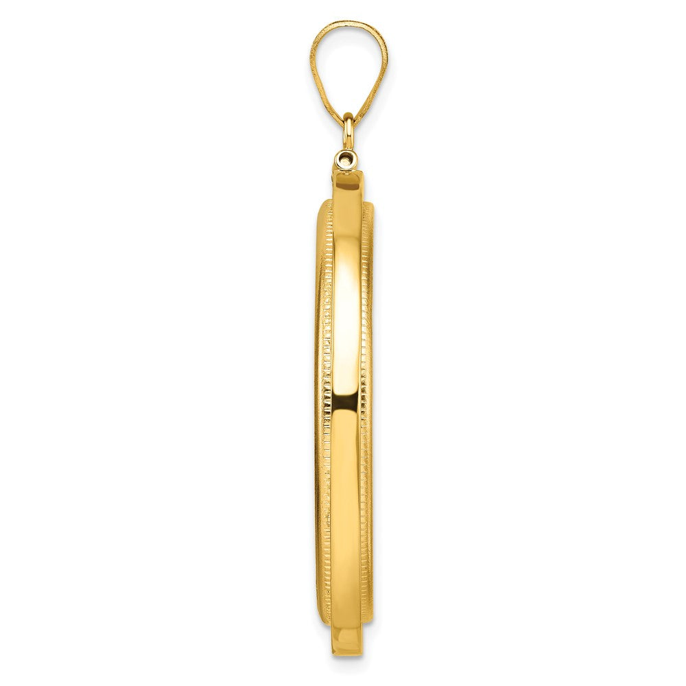 14k Beaded 32.7mm x 3.00mm Screw Top Coin Bezel Pendant