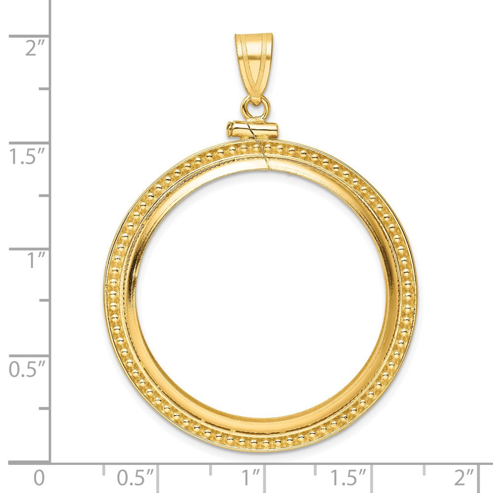 14k Beaded 32.7mm x 3.00mm Screw Top Coin Bezel Pendant