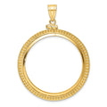 14k Beaded 32.7mm x 3.00mm Screw Top Coin Bezel Pendant