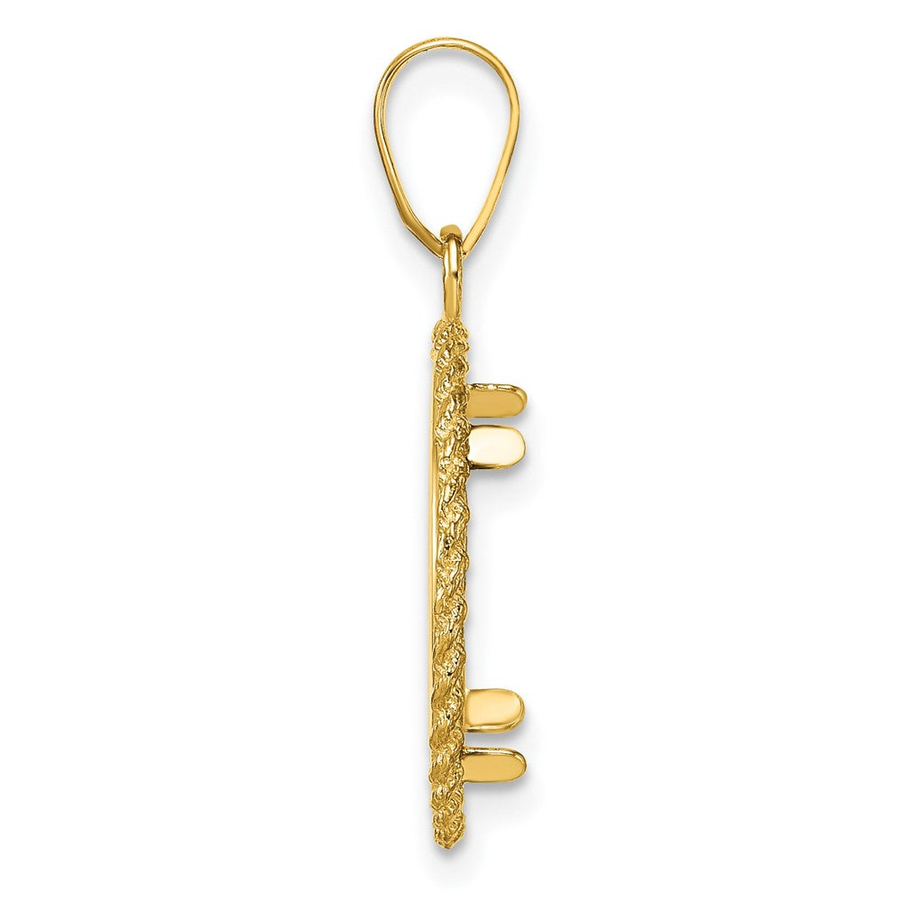 14k Diamond-cut with Casted Rope 14.0mm Prong Coin Bezel Pendant