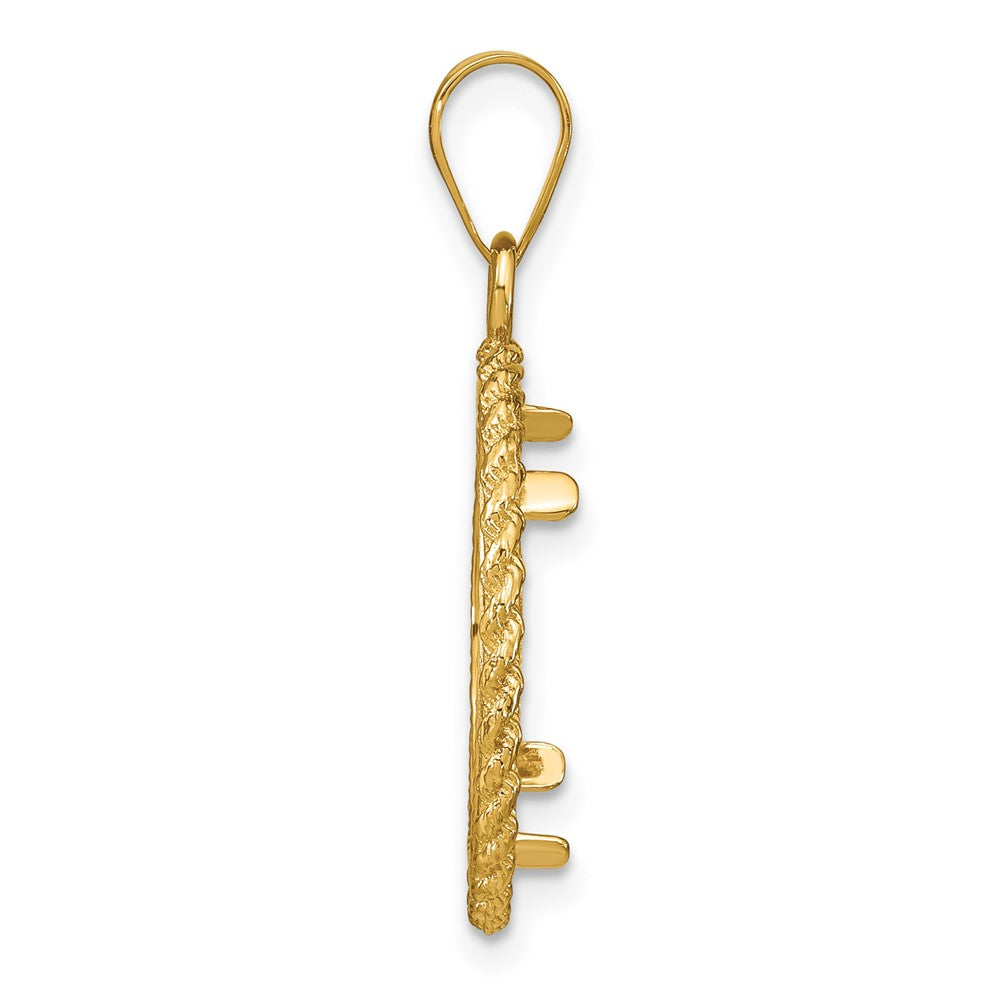 14k Diamond-cut with Casted Rope 16.5mm Prong Coin Bezel Pendant