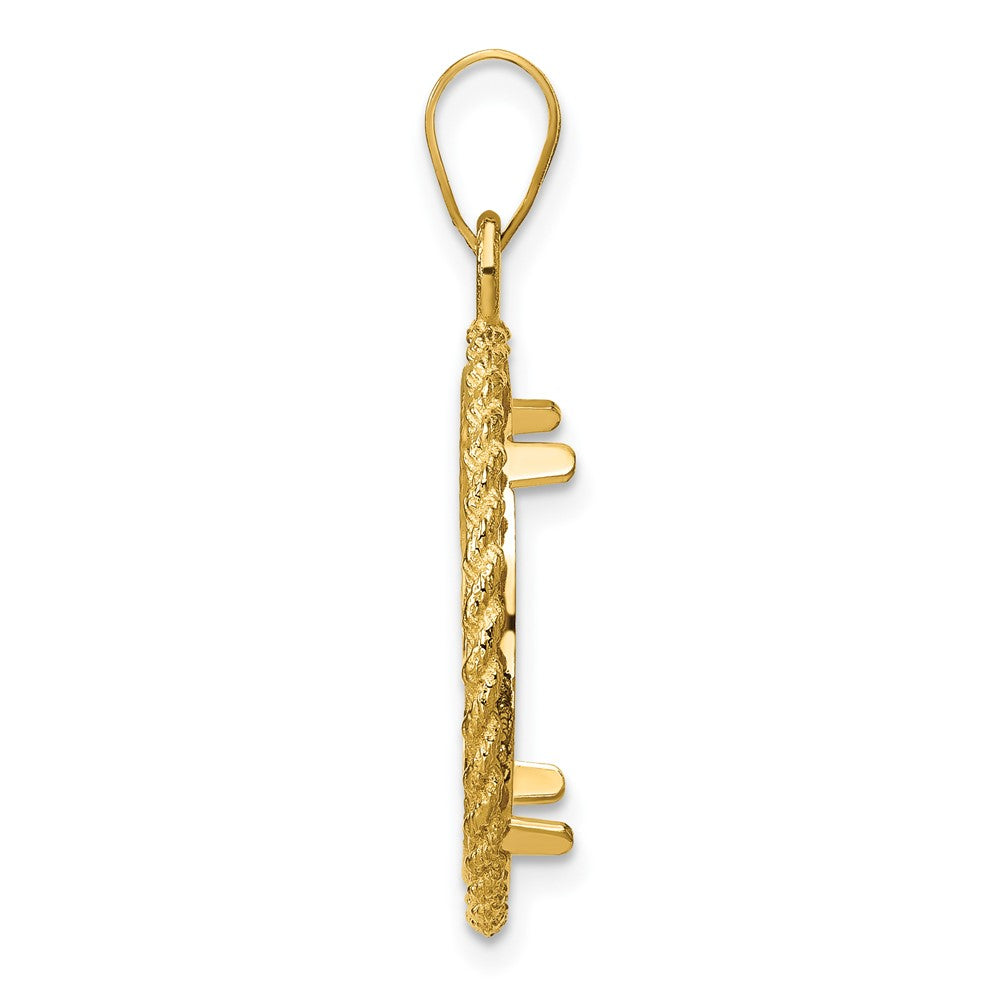 14k Diamond-cut with Casted Rope 18.0mm Prong Coin Bezel Pendant