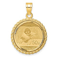 14ky Casted Rope D/C Prong Mounted 1/10oz Panda Coin Bezel Pendant