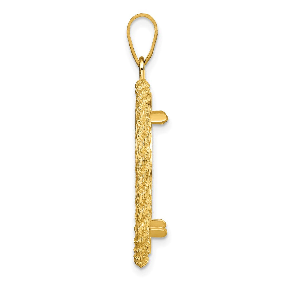 14k Diamond-cut with Casted Rope 22.0mm Prong Coin Bezel Pendant