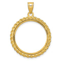 14k Diamond-cut with Casted Rope 22.0mm Prong Coin Bezel Pendant