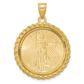 14ky Casted Rope D/C Prong Mounted 1/4oz AM Eagle Coin Bezel Pendant