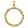 14k Diamond-cut with Casted Rope 27.0mm Prong Coin Bezel Pendant