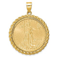 14ky Casted Rope D/C Prong Mounted 1/2oz AM Eagle Coin Bezel Pendant