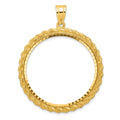 14k Diamond-cut with Casted Rope 32.0mm Prong Coin Bezel Pendant
