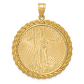 14ky Casted Rope D/C Prong Mounted 1oz AM Eagle Coin Bezel Pendant