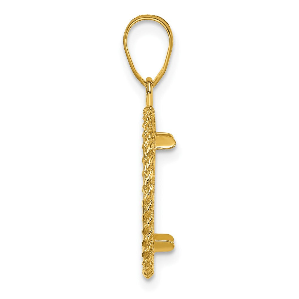 14k Polished with Casted Rope 14.0mm Prong Coin Bezel Pendant