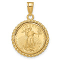 14k Casted Rope Mounted 1/10oz AM Eagle Prong Coin Bezel Pendant