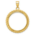 14k Polished with Casted Rope 22.0mm Prong Coin Bezel Pendant