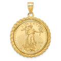 14k Casted Rope Mounted 1/4oz American Eagle Prong Coin Bezel Pendant