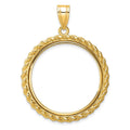 14k Polished with Casted Rope 27.0mm Prong Coin Bezel Pendant