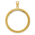14k Polished with Casted Rope 32.0mm Prong Coin Bezel Pendant
