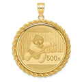 14k Polished Casted Rope Mounted 1oz Panda Prong Coin Bezel Pendant
